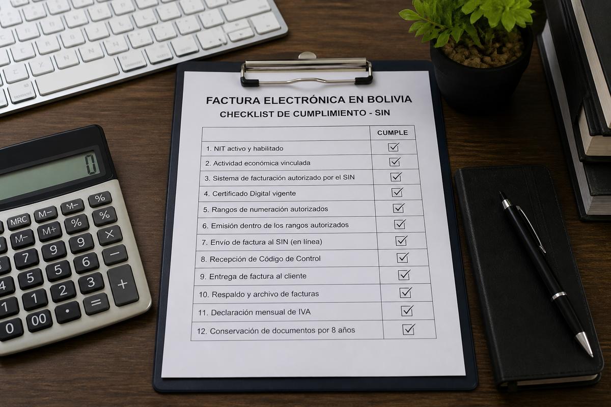 Checklist mensual de factura electrónica SIN Bolivia 2026
