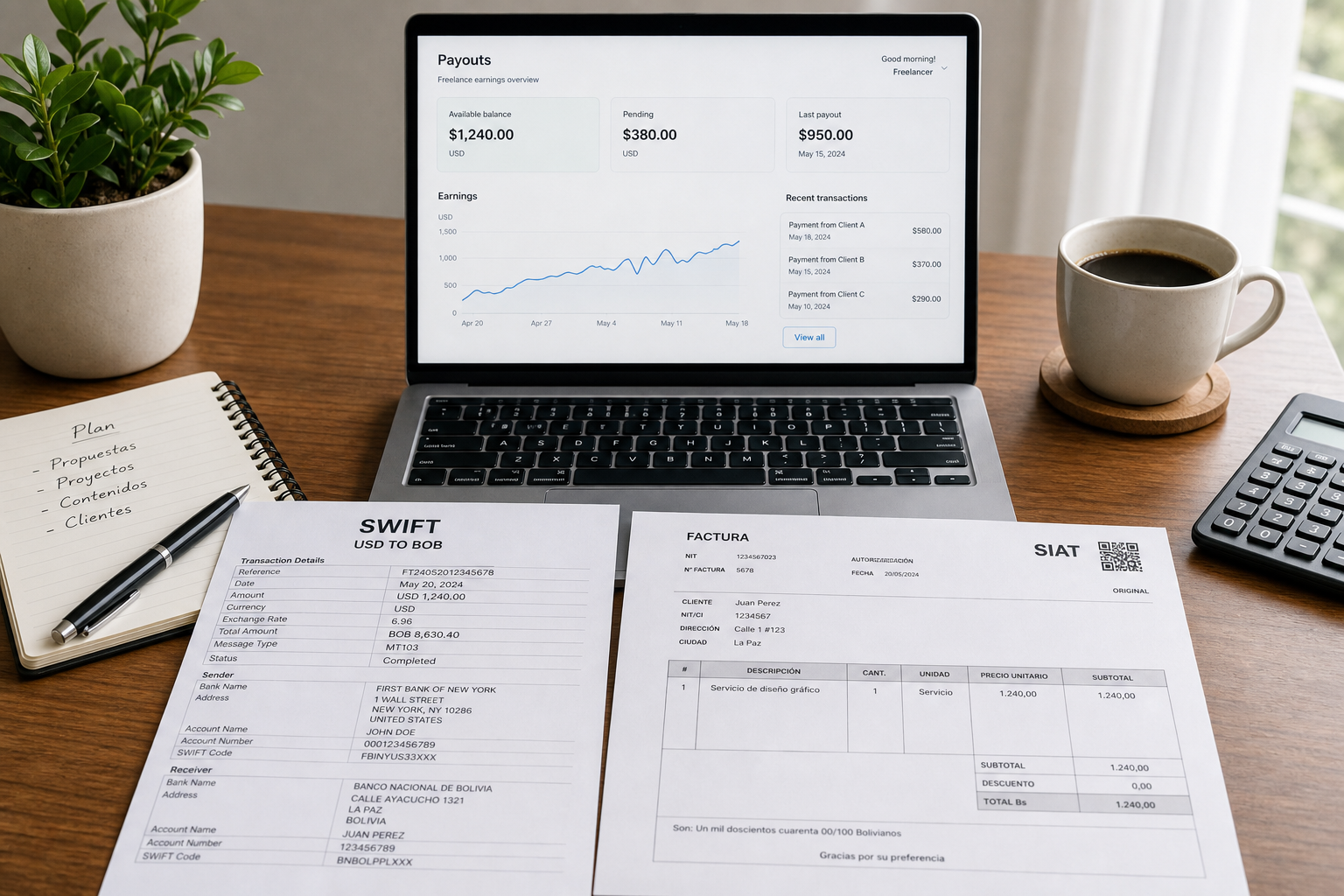 Impuestos si cobras por Upwork, PayPal o Wise: freelancer Bolivia 2026