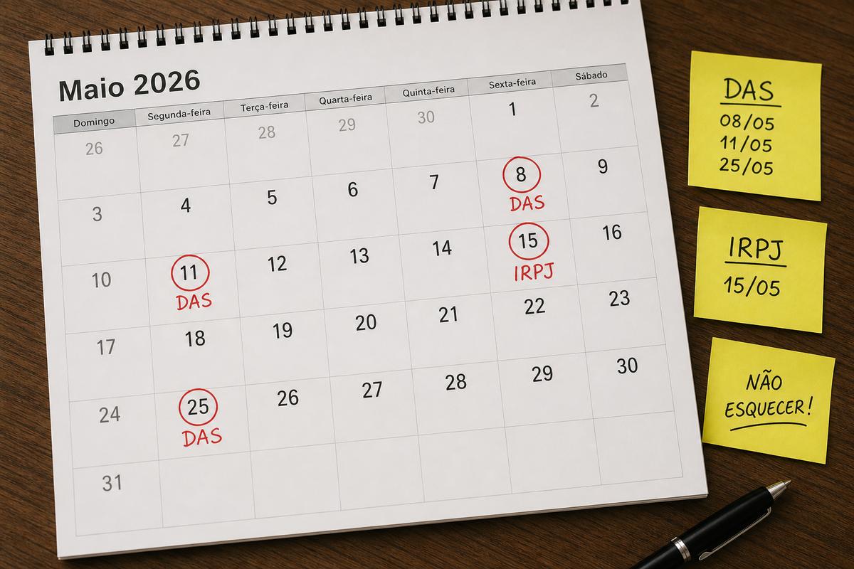 Calendário tributário Receita Brasil 2026 para PMEs: DAS, IRPJ, NF-e e retenções
