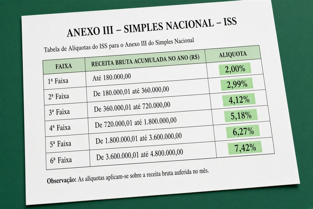 Anexo III Simples Nacional 2026: ISS, faixas e fator R na prática