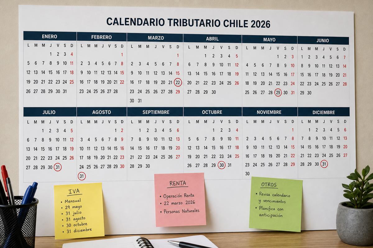 Calendario tributario SII Chile 2026 para pymes: F29, PPM, DTE y renta