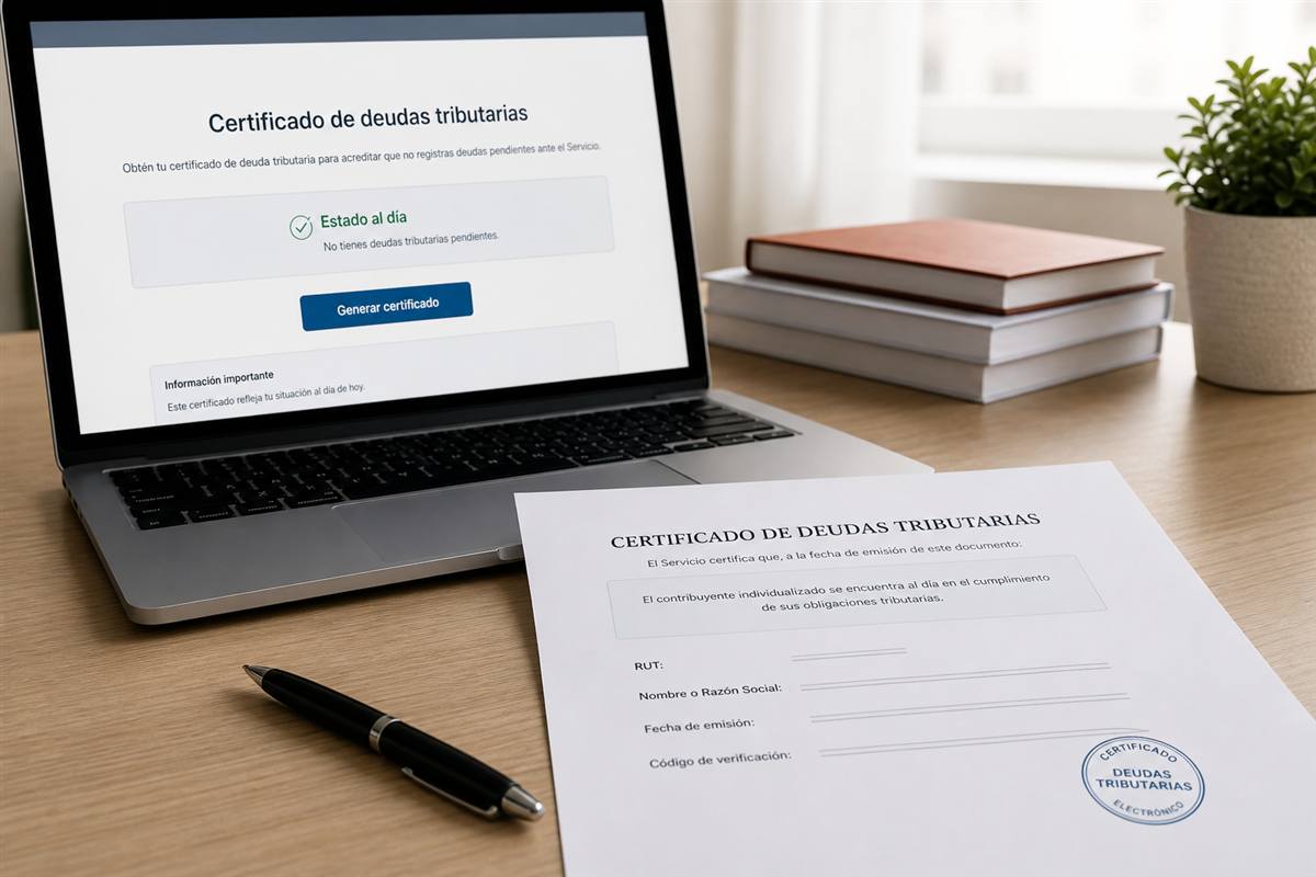 Certificado de deudas tributarias SII 2026: cómo obtenerlo y qué lo bloquea