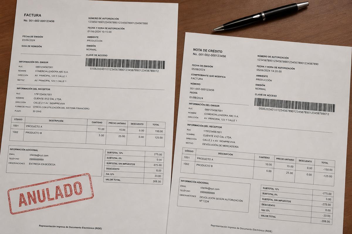 Anular nota de crédito comprobante SRI 2026: cuándo emitir y cómo reflejar en IVA