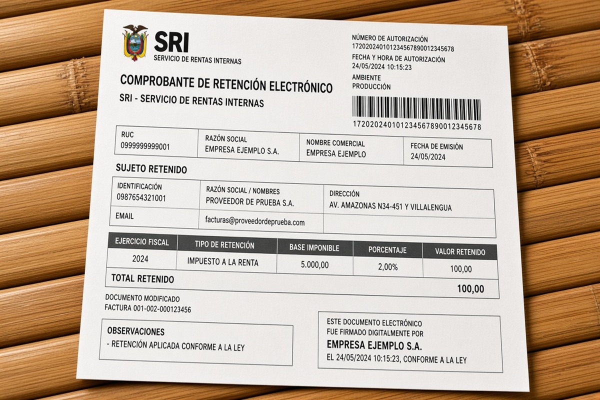 Comprobante de retención electrónico SRI 2026: emitir y reportar