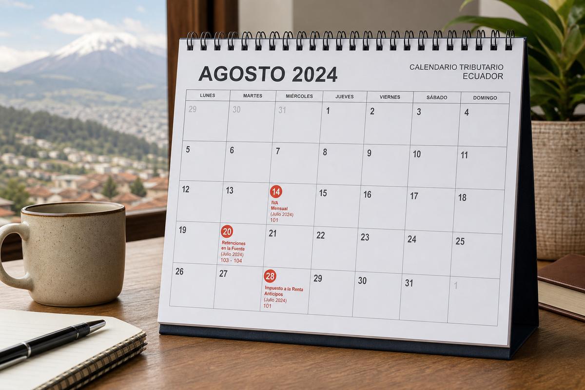 Obligaciones tributarias agosto 2026 SRI Ecuador: IVA, renta, RIMPE y calendario