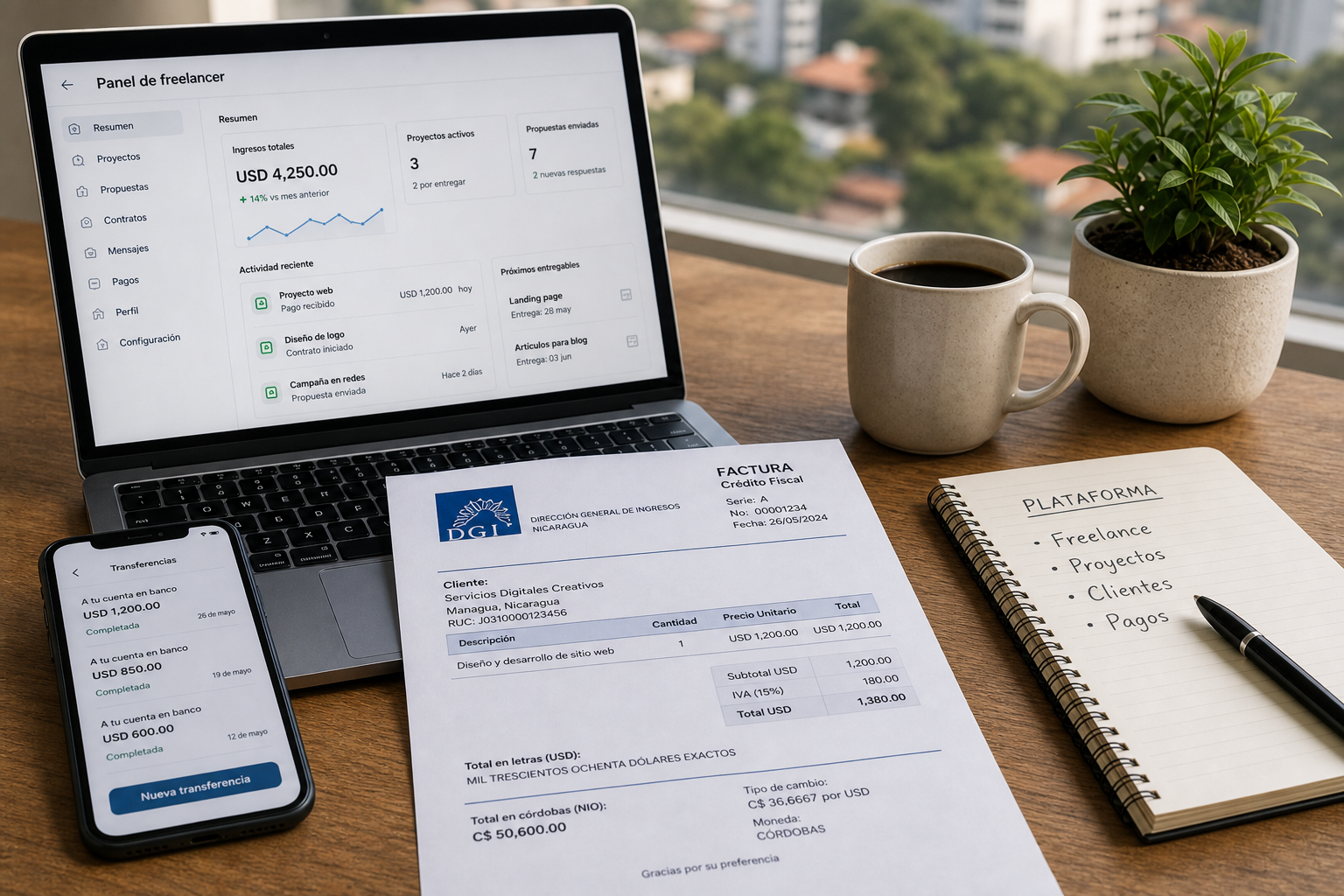 Impuestos Upwork, PayPal y Wise para freelancers en Nicaragua 2026