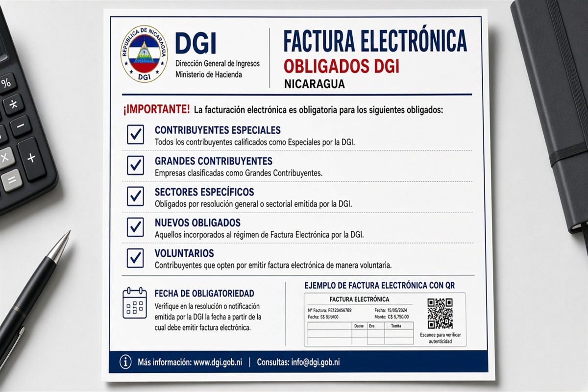 Factura electrónica obligados DGI Nicaragua 2026: habilitar y emitir