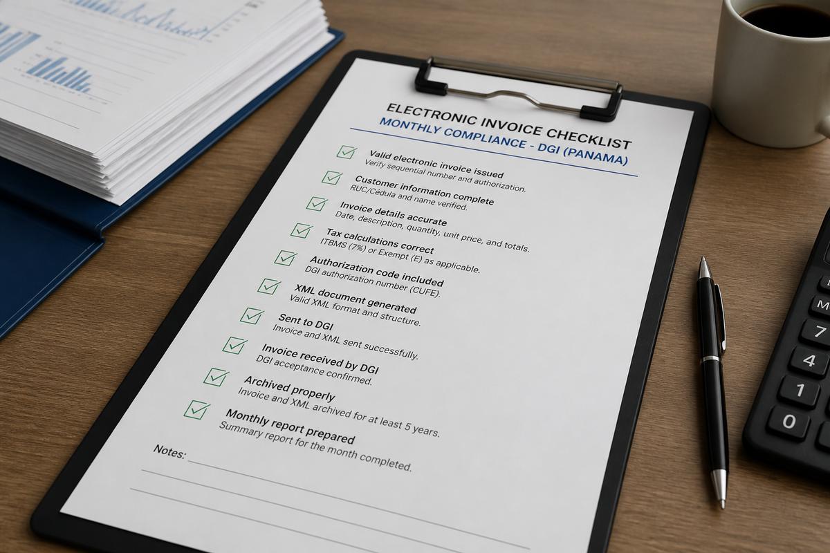 Factura electrónica DGI Panamá 2026: checklist de cumplimiento mensual