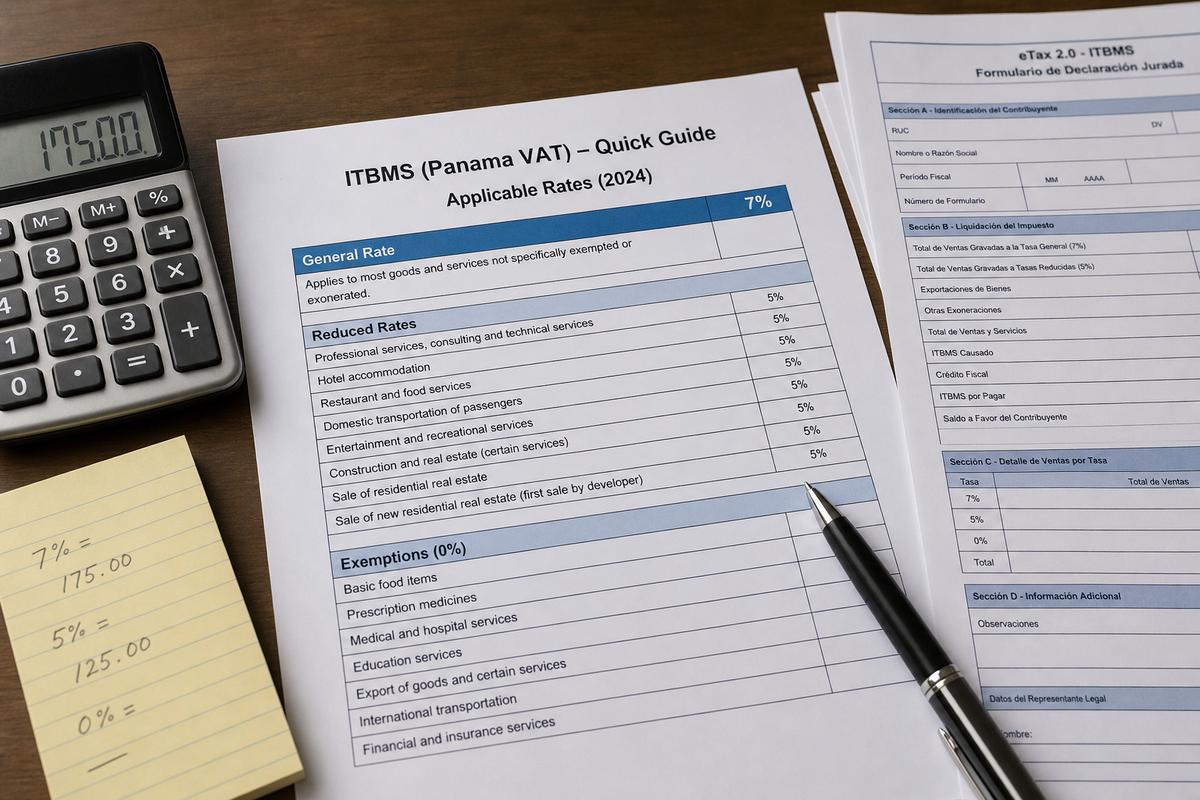Qué es el ITBMS en Panamá 2026: tasas, plazos, obligados y cómo se liquida