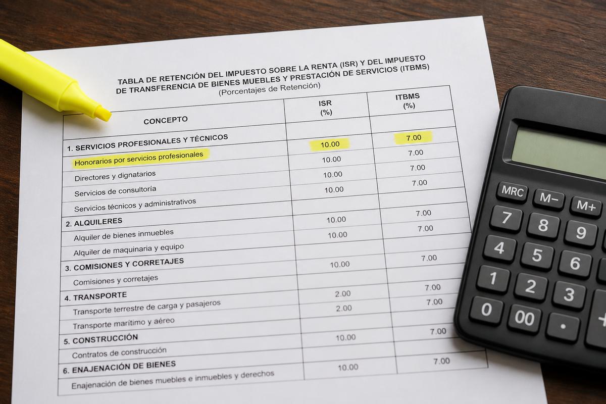 Tabla de retenciones ISR e ITBMS Panamá 2026