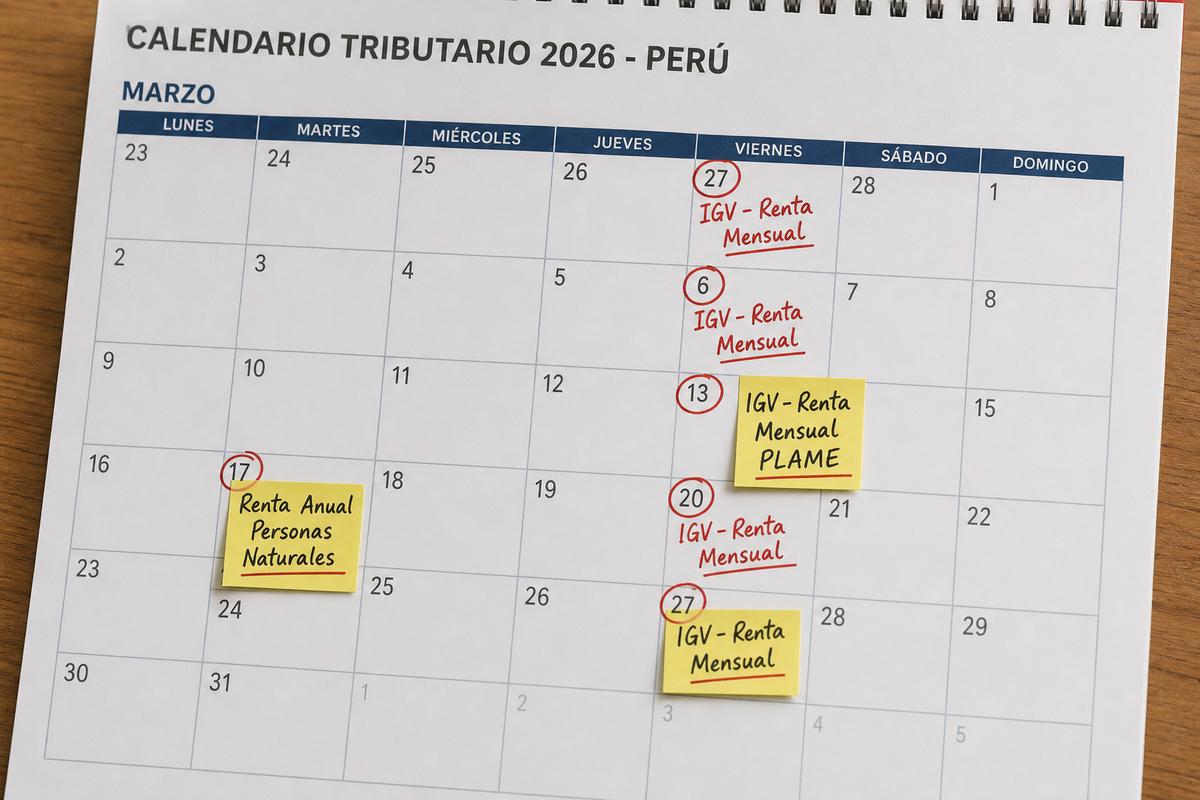 Calendario tributario SUNAT Perú 2026 para pymes: IGV, renta, SIRE y retenciones