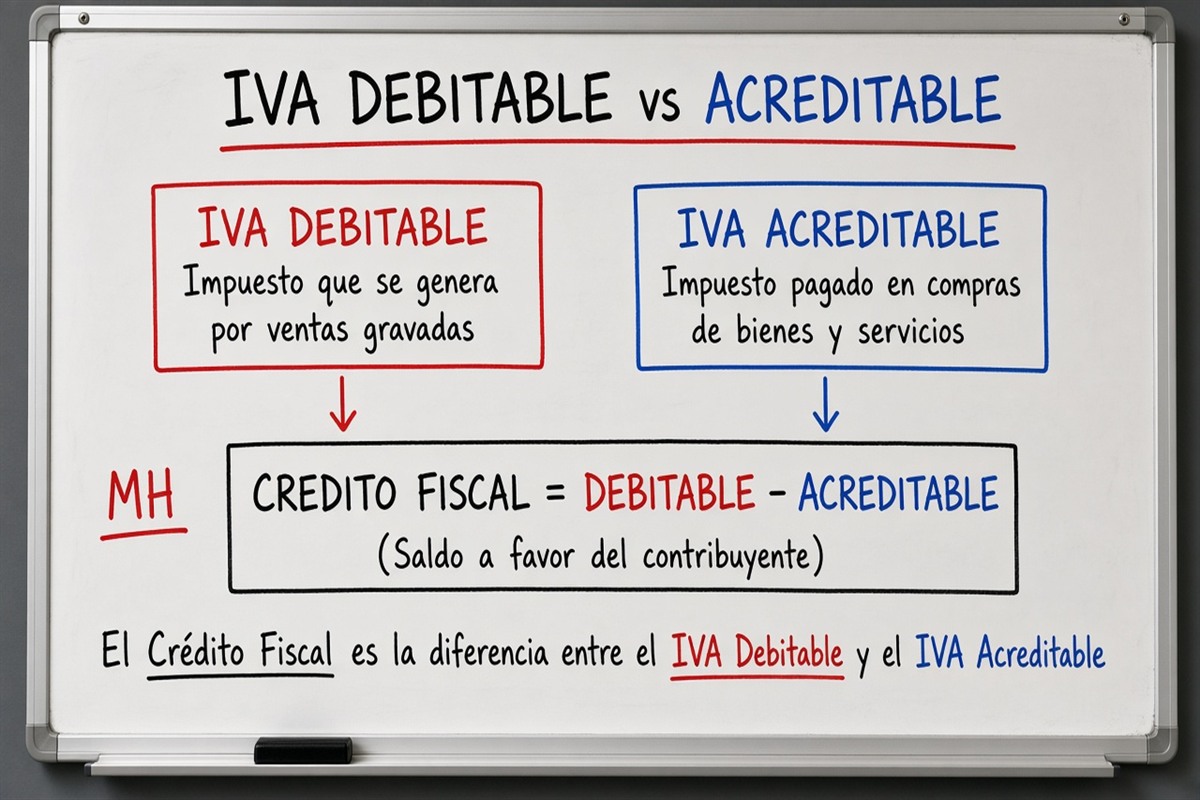 IVA debitable y acreditable MH El Salvador 2026: cuadrar sin perder crédito