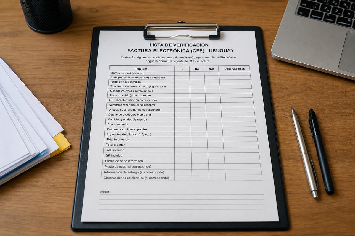 Checklist mensual de CFE DGI Uruguay 2026