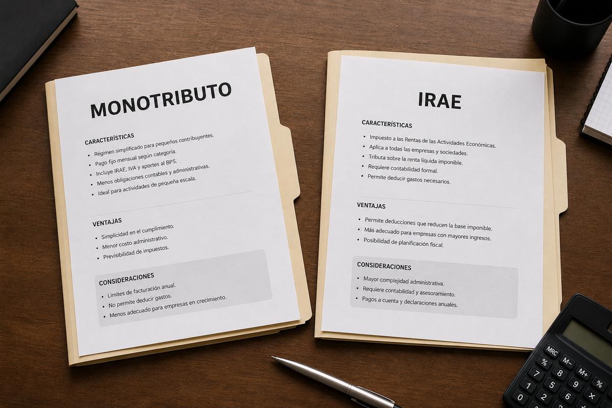 Monotributo vs IRAE Uruguay 2026: cuándo conviene cada régimen