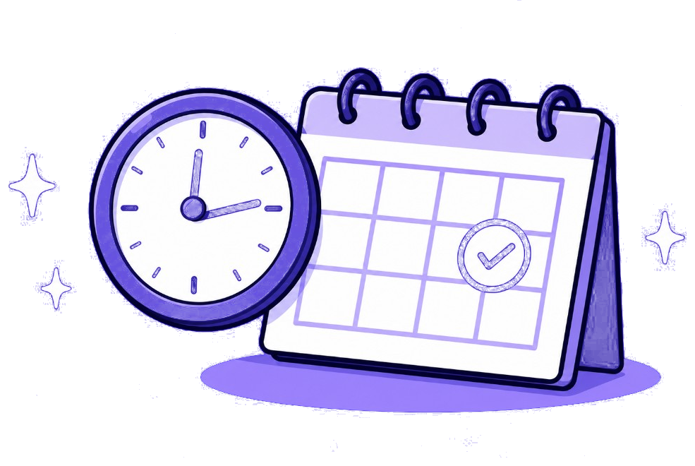 Reloj y calendario representando ahorro de tiempo